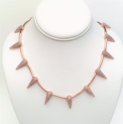 Picture of Rodrigo Otazu Rose Gold Plated & Pink Crystal Spike Statement Necklace