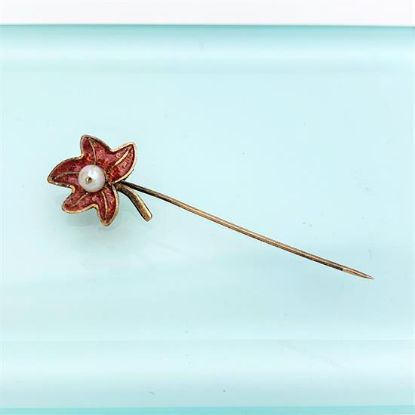 Picture of Vintage Sterling Silver, Plique à Jour Enamel & Pearl Stick Pin