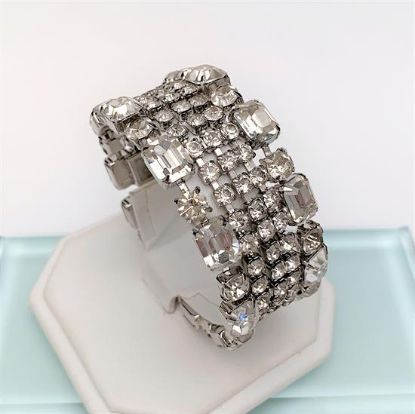 Picture of Vintage Weiss Clear Rhinestone Bracelet With Safety Chain