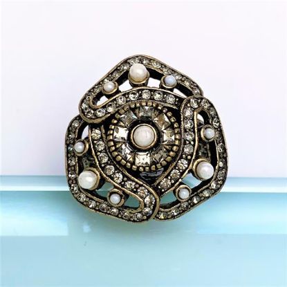 Picture of Heidi Daus Rose Ring With Faux Pearls & Grey Rhinestones