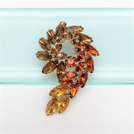 Picture of Vintage Weiss Rhinestone Brooch In Topaz, And Amber Colors