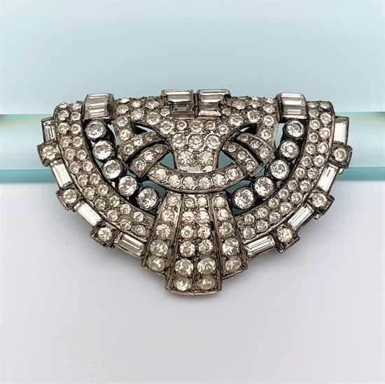 Picture of Art Deco Era French Sterling Silver & Rhinestone Dress/Fur Clip