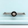 Picture of Art Deco Era Sterling Silver Bar Brooch Set With Carved Onyx And Clear Paste Stones