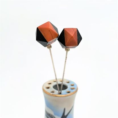 Picture of Pair Of 1930'S Butterscotch & Black Facted Bakelite Hat Pins