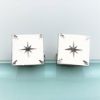 Picture of Vintage Lamode Sterling Silver Cufflinks With Tiny Diamond Chip Centers