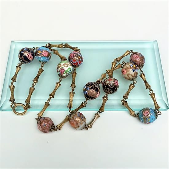 Picture of Vintage Venetian Wedding Cake Bead Necklace With Gilt Brass Links