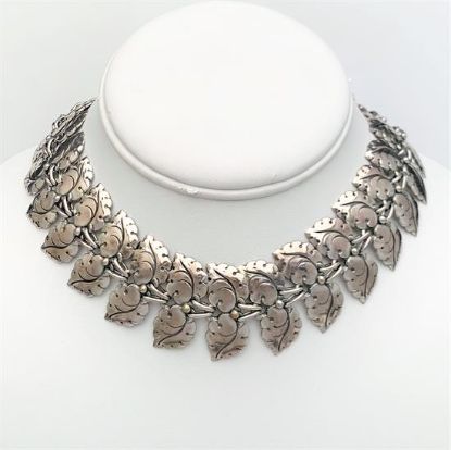 Picture of Mid Century Modernist Niels Erik From (Denmark) Sterling Silver Leaves Necklace