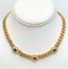 Picture of Vintage Christian Dior Gripoix Faux Sapphire, Emerald & Ruby Cabochon Necklace With Rhinestone Accents