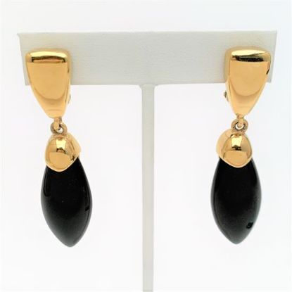Picture of Vintage Givenchy Gold-Tone & Faux Onyx Clip-On Drop Earrings