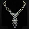 Picture of Cclear Cz & Faux Pearl Double Strand Necklace. 17.5" Necklace With 3" Drop