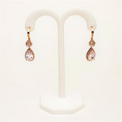 Picture of Qsi Earrings _,gold Tone Metal & Clear Cz Teardrop Earrings. 1.4" Long