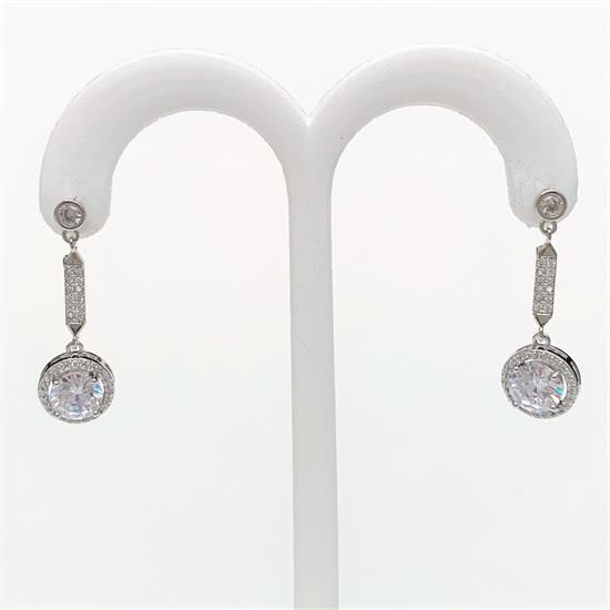 Picture of Qsi Earrings 2 _,clear Cz Round Drop Earrings. 1.2" Long