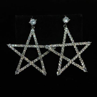 Picture of Qsi Earrings _,clear Cz Large Star Dangle Post Back Earrings. 1.8" Long, 1.5" Wide