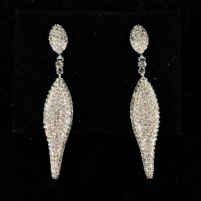 Picture of Qsi Earrings _,clear Cz Pave Dangle Post Back Earrings. 2" Long