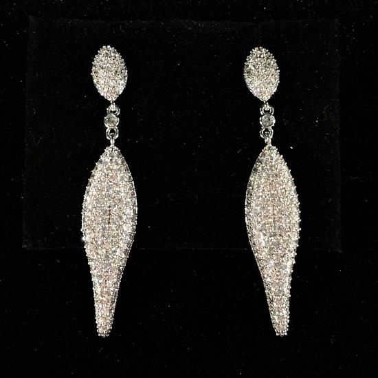 Picture of Qsi Earrings _,clear Cz Pave Dangle Post Back Earrings. 2" Long