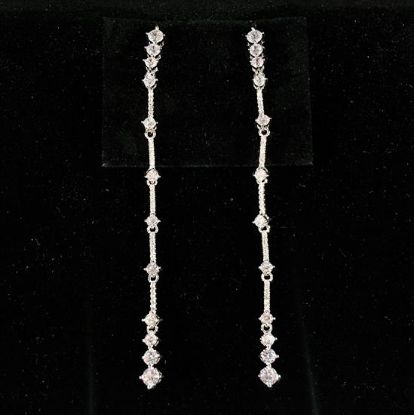 Picture of Qsi Earrings _,clear Cz Extra Long Dangle Post Back Earrings. 3.55" Long