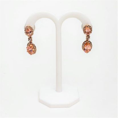 Picture of Qsi Earrings _,clear & Pink Cz Drop Earrings. 1.4" Long