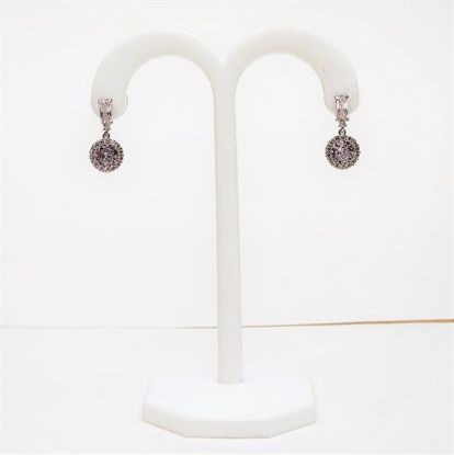 Picture of Qsi Earrings _,clear Baguette Cut Cz With Round Drop Earrings. .8" Long