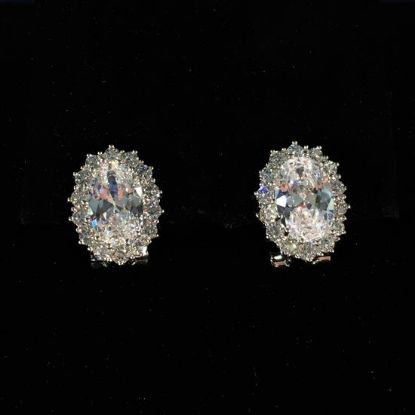 Picture of Qsi Earrings _,oval Clear Cz Lever Back Earrings. 1.7" Long, .55" Wide