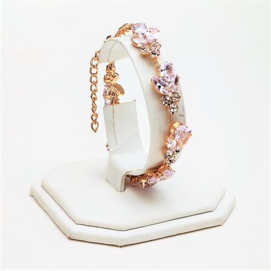 Picture of Qsi Bracelets -,champagne & Clear Cz Cluster Bracelet. Adjustable 7" To 9" Long