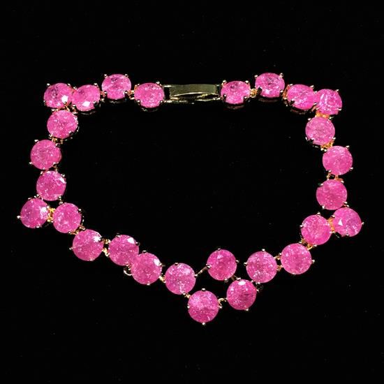 Picture of Qsi Bracelets -,pink 'crackle' Cz Bracelet. 6.8" Long, .55" Wide