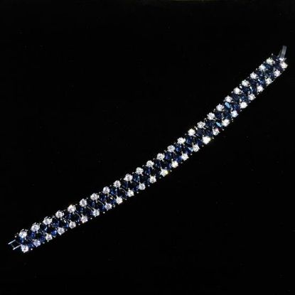 Picture of Qsi Bracelets -,sapphire Blue & Clear Cz Bracelet. 6.75" Long, .2" Wide