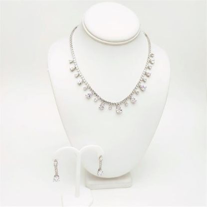 Picture of Qsi Sets -,marquis & Teardrop Cut Cz Necklace & Earring Set. Earrings Measure 1.5" Long. Necklace Measures 17" Long.