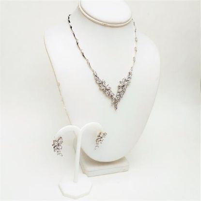 Picture of Qsi Sets -,marquis Cut Cz Fall Of Leaves Necklace & Earring Set. Earrings Measure 1.25" Long. Necklace Measures 18" Long