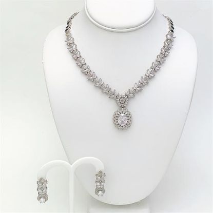 Picture of Qsi Sets -,laurel Wreath Cz Necklace & Earring Set. Necklace Measures 15" Long. Earrings Measure 1.1" Long