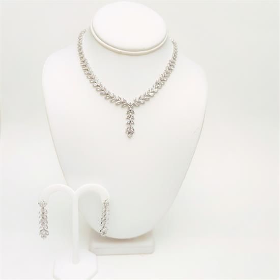 Picture of Qsi Sets -,marquis Cut Cz Necklace & Earring Set. Earrings Measure 2" Long. Necklace Measures 14.5" Long With 1.4" Drop