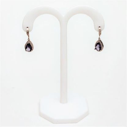 Picture of Qsi Earrings _,clear & Amethyst Purple Cz Teardrop Earrings. 1" Long