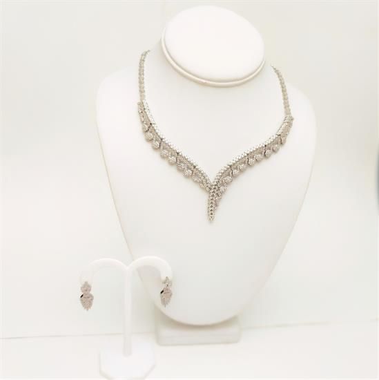 Picture of Qsi Sets -,pave Cz Necklace & Earring Set. Earrings Measure 1.4" Long. Necklace Measures 17" Long With A 1.4" Drop