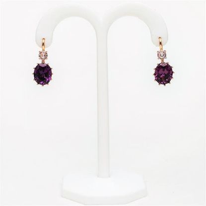 Picture of Qsi Earrings _,amethyst Purple & Clear Cz Drop Earrings. 1.1" Long