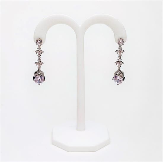 Picture of Qsi Earrings _,long Round  Cut Cz Drop Earrings. 1.5" Long