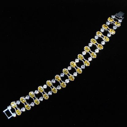 Picture of Qsi Bracelets -,citrine Yellow & Clear Cz Ladder Style Bracelet. 7" Long, .65" Wide