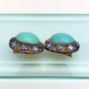 Picture of 1940'S Gilt Chinese Export Sterling Silver, Enamel & Turquoise Clip-On Earrings