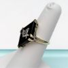 Picture of Vintage 14K Yellow Gold Filigree, Enamel, White Gold & Jet Freemason'S Ring