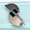 Picture of Vintage Great Falls Metal Works (Gfmw) Sterling Silver, Onyx & Opal Inlay Brooch