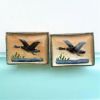 Picture of Vintage Reverse Carved & Painted Intaglio Cufflinks With Ducks Over Lake