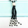 Picture of 1920'S French Jet Bead And White Glass Bead Tassel Flapper Style Necklace