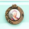 Picture of Art Nouveau Era Hand Painted Porcelain Cameo Brooch With Water Lily Decoration