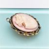 Picture of Victorian 10K Gold & Grey Seed Pearl Pink Shell Goddess Diana Cameo Brooch/Pendant