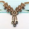 Picture of Vintage Hobe Woven Chain Necklace With Flower & Faux Pearl Details