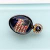 Picture of American Flag Themed Guilloche Enameled & Rhinestone Fabergé Style Egg Pendant/Charm