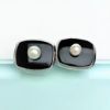 Picture of Vintage Caribe Sterling Silver, Onyx & Pearl Cufflinks