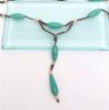 Picture of Rare 1920'S Woven Steel Bead, Turquoise, & Pearl Lariat Necklace