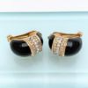 Picture of Vintage Signed Christian Dior Black Enamel & Clear Rhinestone Clip-On Earrings