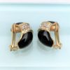 Picture of Vintage Signed Christian Dior Black Enamel & Clear Rhinestone Clip-On Earrings