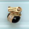 Picture of Vintage Signed Christian Dior Black Enamel & Clear Rhinestone Clip-On Earrings