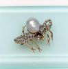 Picture of 18K Yellow & White Gold, Cultured Pearl, Ruby & Diamond Bee/Insect Brooch